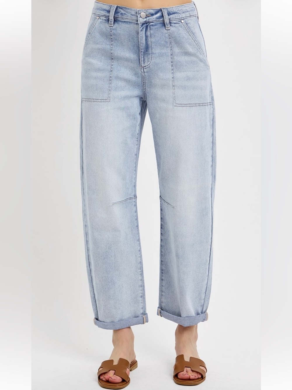 78 RISEN SLOUCHY BARREL RELAXED PATCH POCKET JEANS